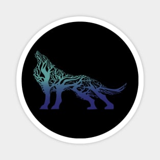 Wolf tree blend cute cool colorful Magnet